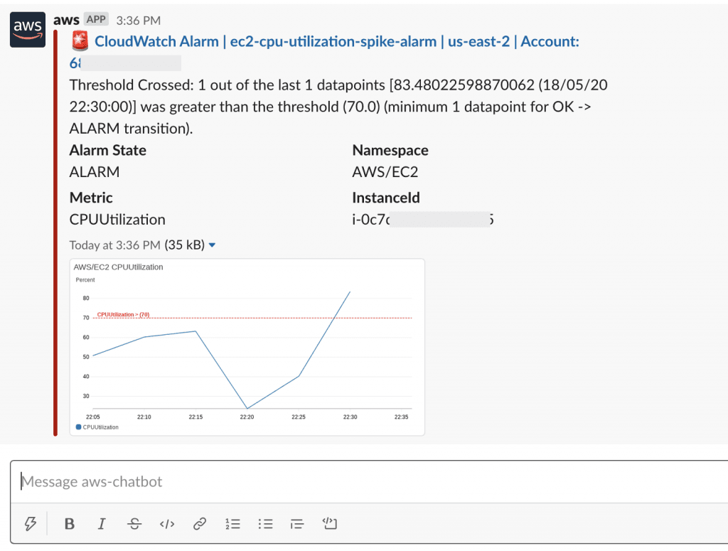 Slack integration with AWS chatbot -10