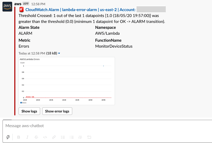 Slack integration with AWS chatbot -12