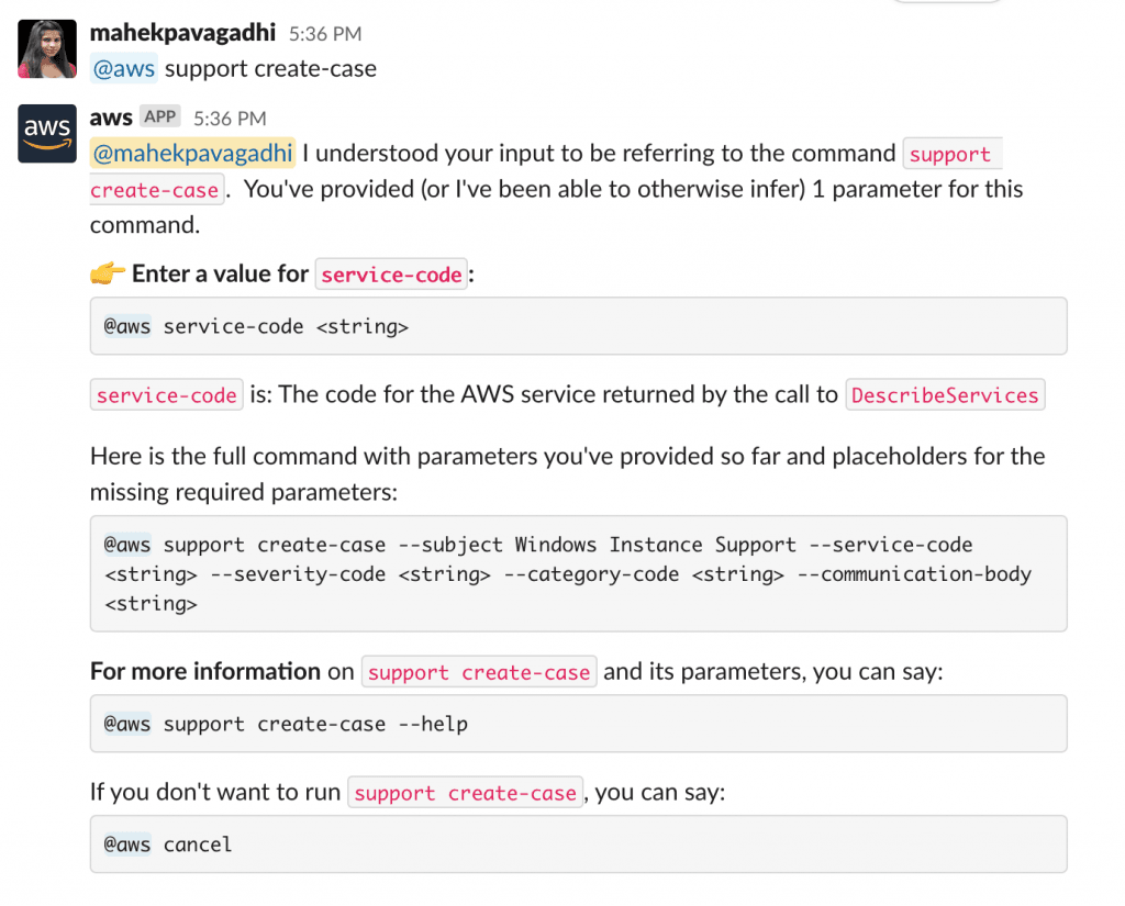 Slack integration with AWS chatbot -14