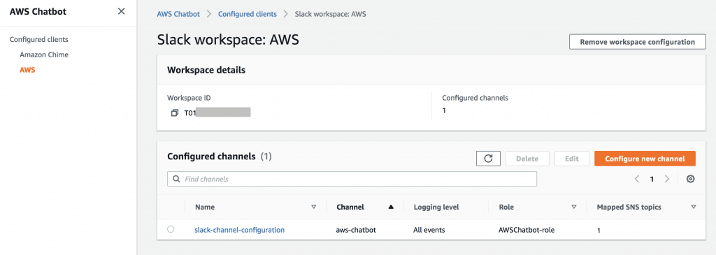 Slack integration with AWS chatbot -9